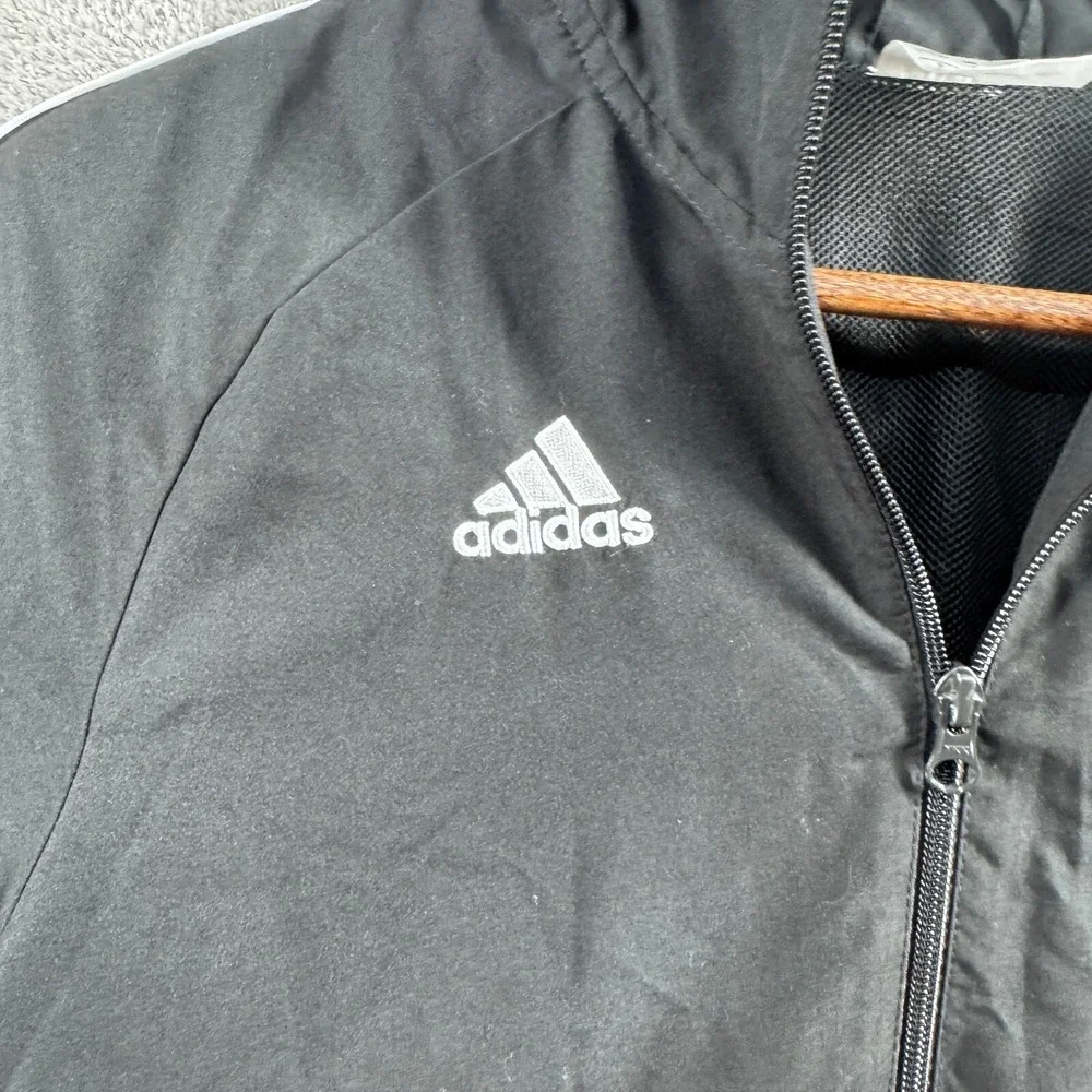 Adidas Boys Track Jacket Black Full Zip Three Stripes Youth Size M 10-12